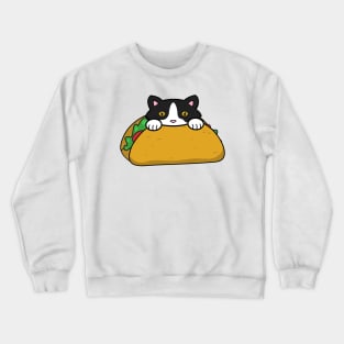 Happy Taco Tuesday, cute cat eating a taco Crewneck Sweatshirt